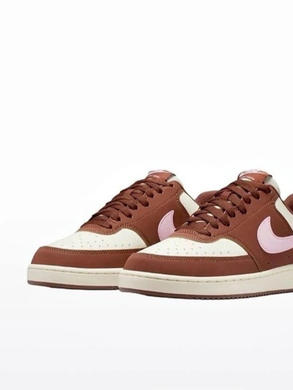 Size 10 - Nike Women’s Court Vision White Brown No Lid Im1652-004